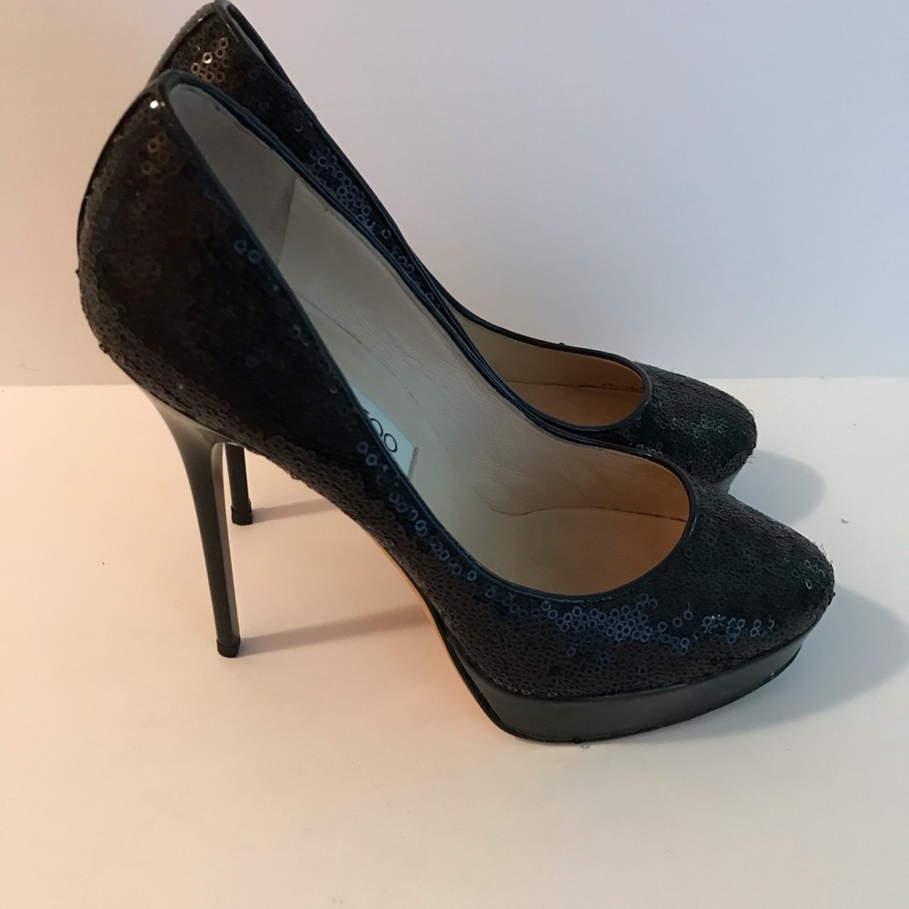 JIMMY CHOO,, LEATHER SEQUIN ,EMBELLISHMENT PUMPS